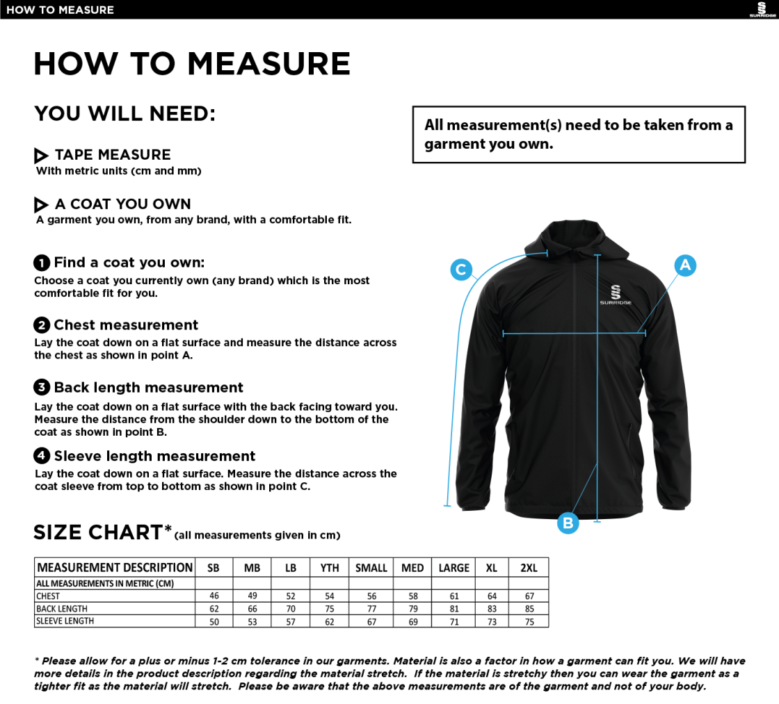 AAC CC Dual Elite 1/4 Zip Hoody / Rain Jacket : Navy - Size Guide