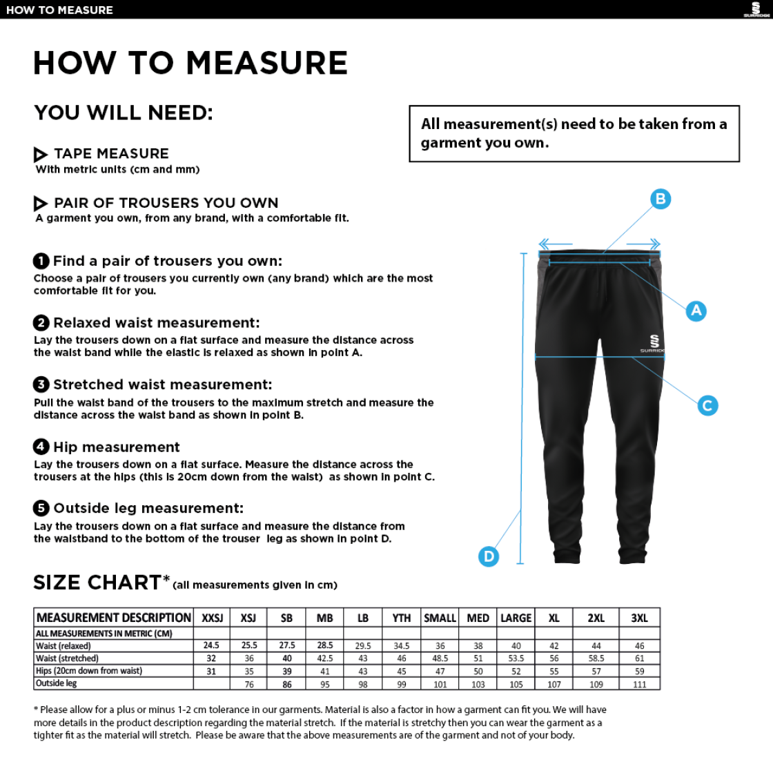 AAC CC - Tek Slim Pant - Size Guide