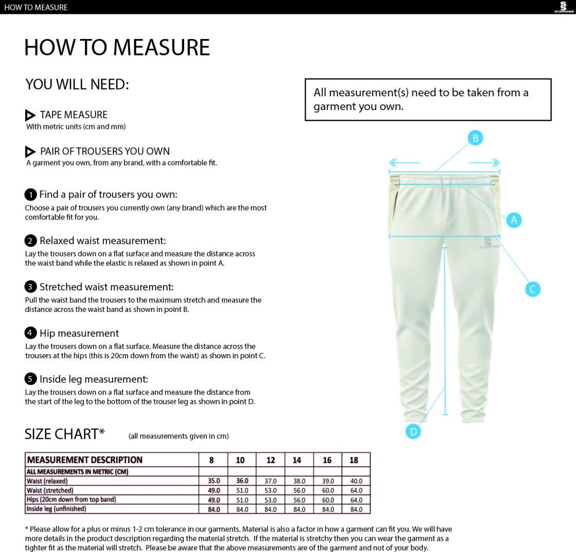 AAC CC - Ergo Playing Women`s Pant - Size Guide