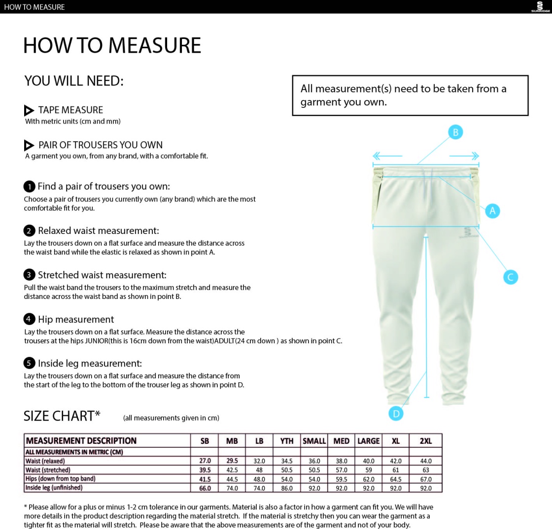 AAC CC - Blade Playing Pants - Size Guide