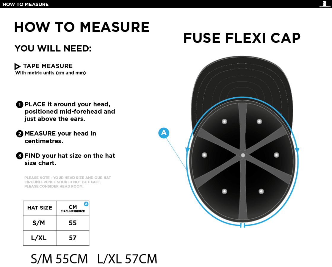 AAC CC Fuse Flexi Cap - Navy - Size Guide