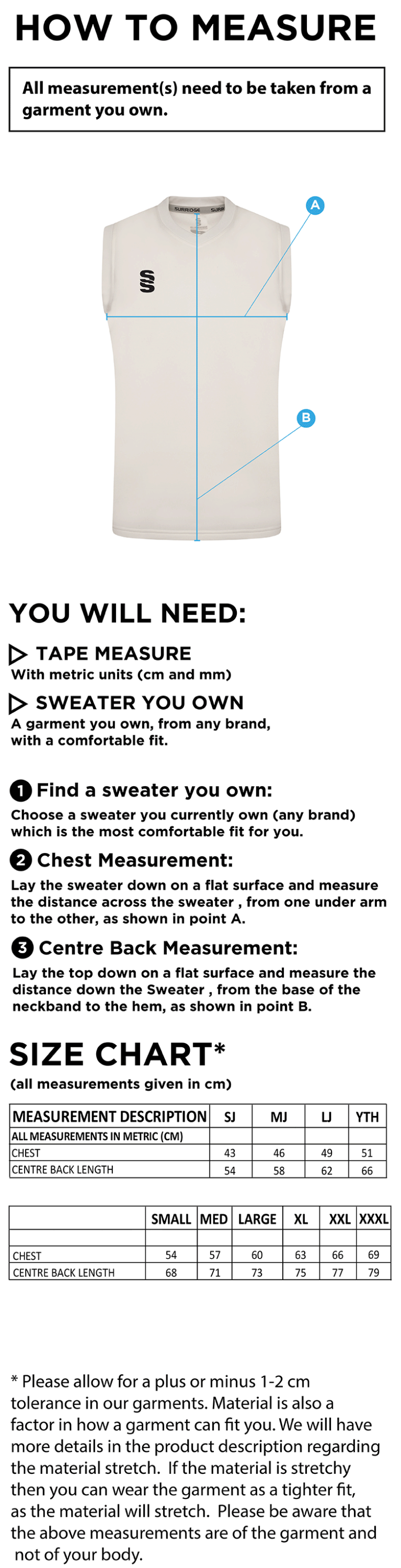 AAC CC BLAST SLEEVELESS SWEATER - Ivory - Size Guide