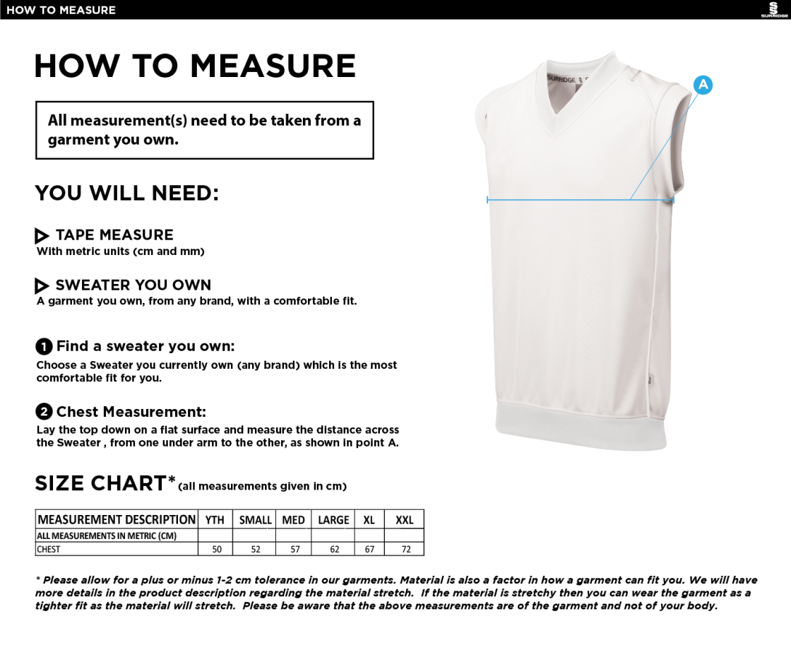 AAC CC - Sleeveless Sweater White Trim - Size Guide