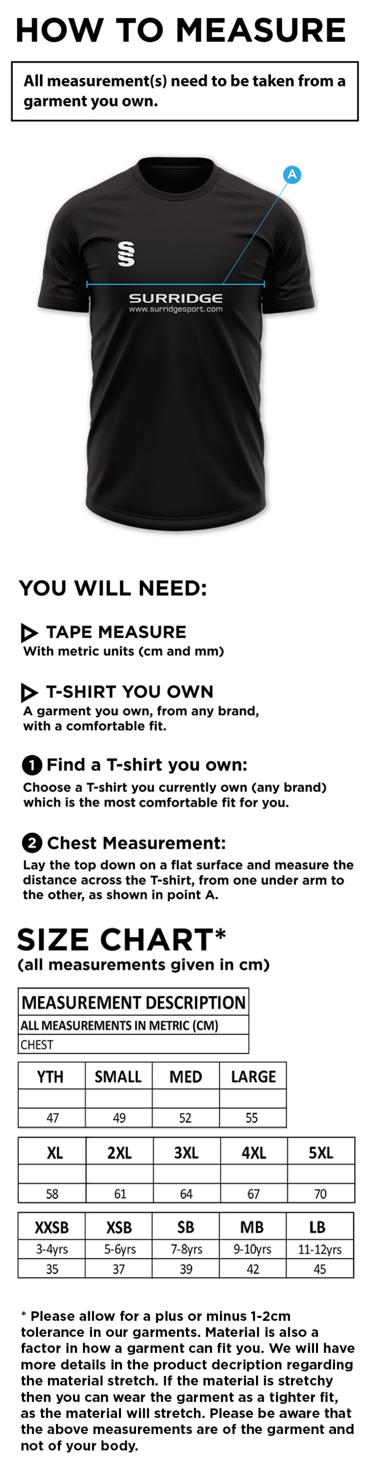 AAC CC - Blade Polo - Size Guide