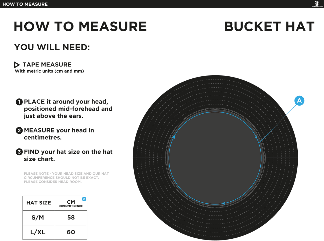 AAC CC - Dual Bucket Hat - Navy - Size Guide